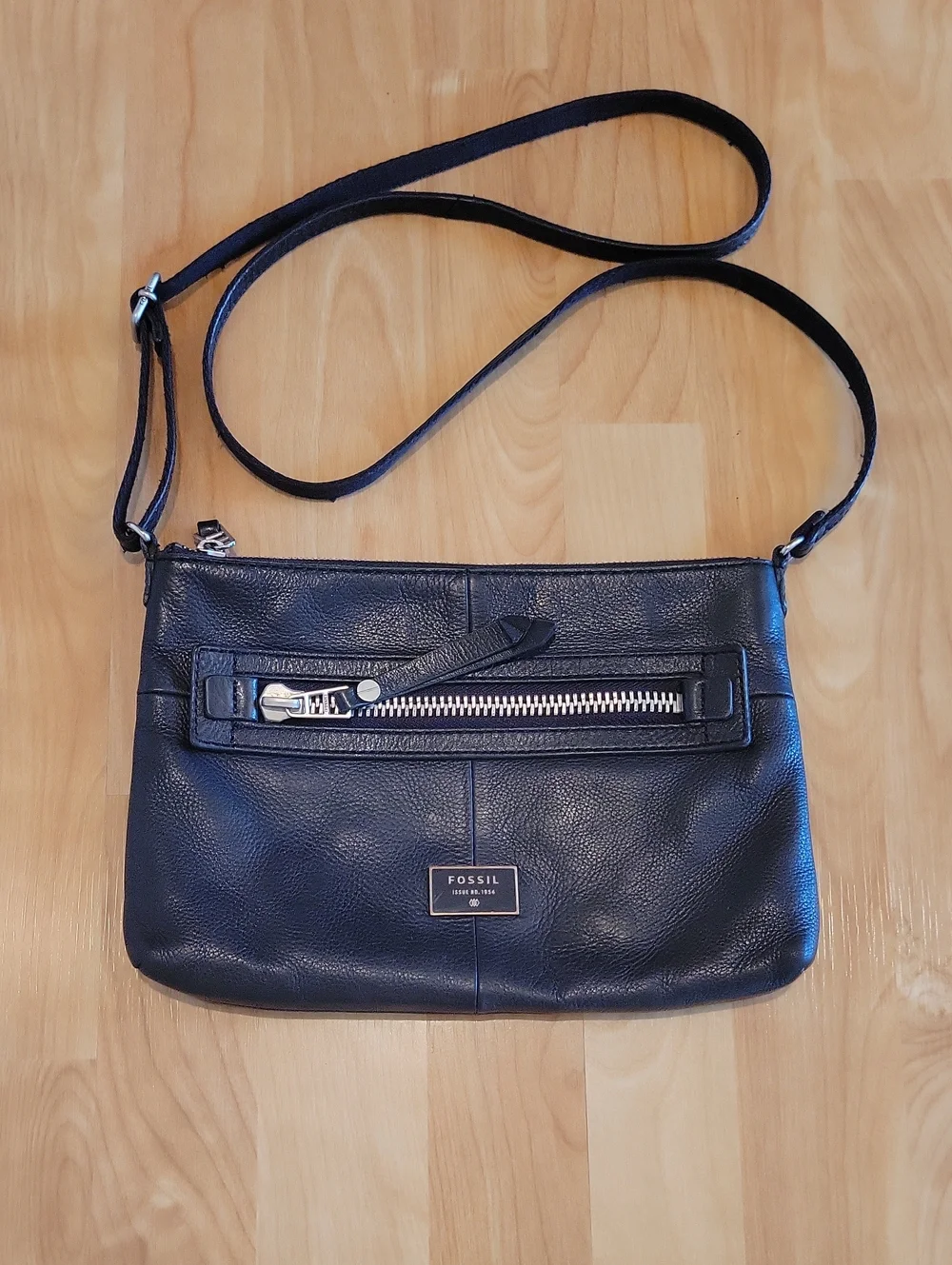 Fossil Dawson Crossbody Black Pebbled Leather Shoulder Bag Cowhide
